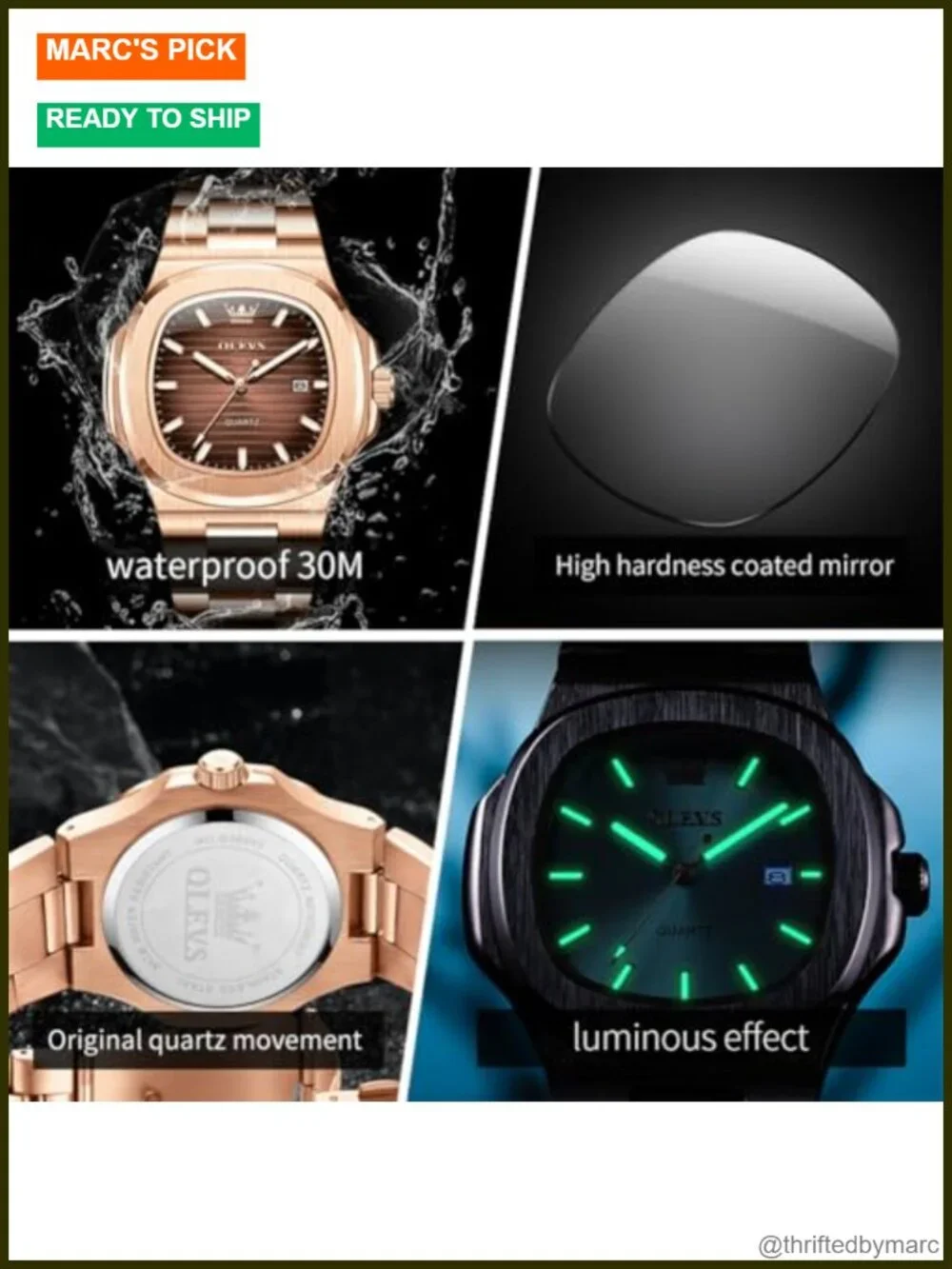Men's Large Face Stainless Steel Analog Quartz Dress Watch with Date and